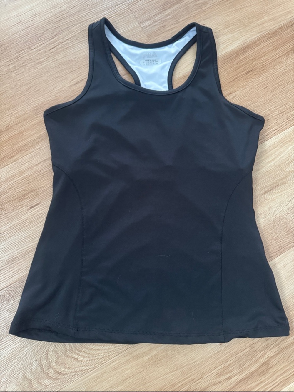 Fila Black Racerback Athletic Tank with Built-In Lining